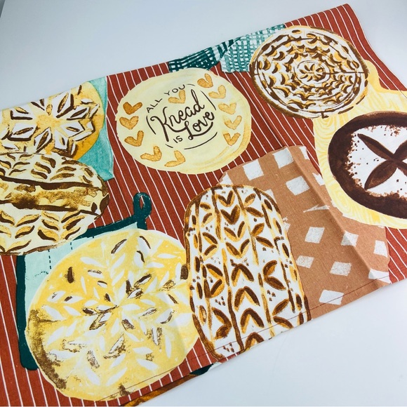 Anthropologie Brown Orange All You Knead Is Love Bread Dish Tea Kitchen Towel - Picture 9 of 12